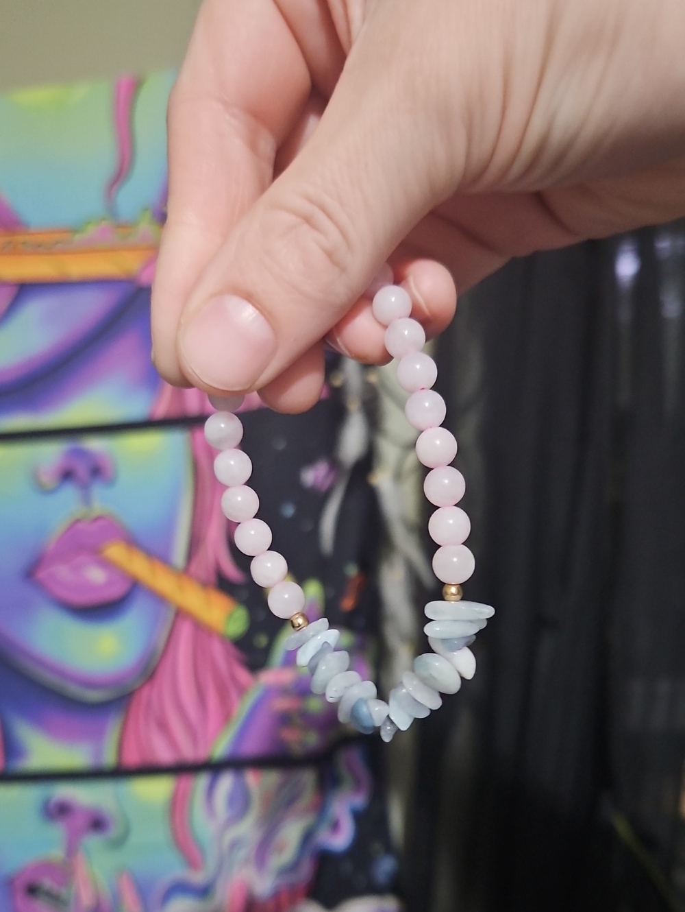 Rose Quartz Aquamarine Healing Crystal Bracelet
